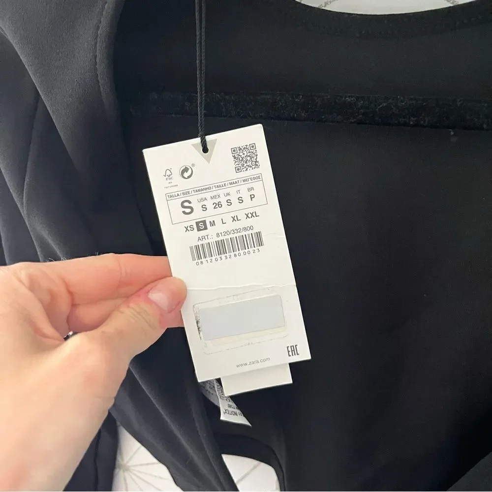 Zara Backless Black Long Sleeve Top
